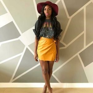 Vegan leather wrap skirt